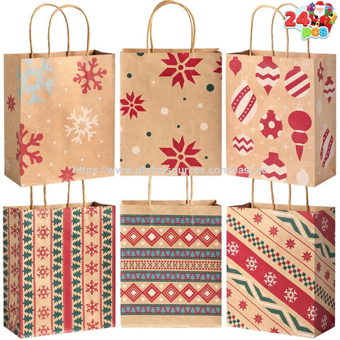 Sacos de Papel de Natal para Presente com Alça, Embalagem para Festas, Sacos de Lembrancinhas de Natal em Papel no atacado for sale at factory direct price