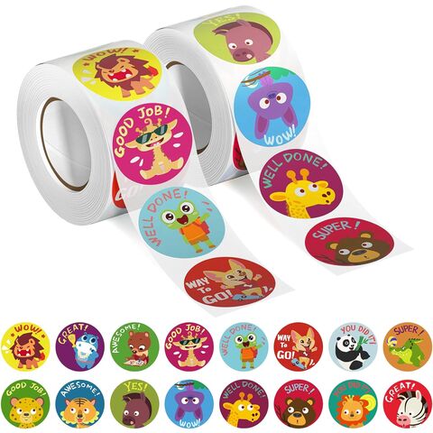 Pegatinas de Incentivo para Niños, 2,5 cm Adhesivas de Recompensa de Animales en 16 Diseños. Materiales para Profesores para el Aula, Pegatinas para el Entrenamiento para Ir al Baño for sale at factory direct price