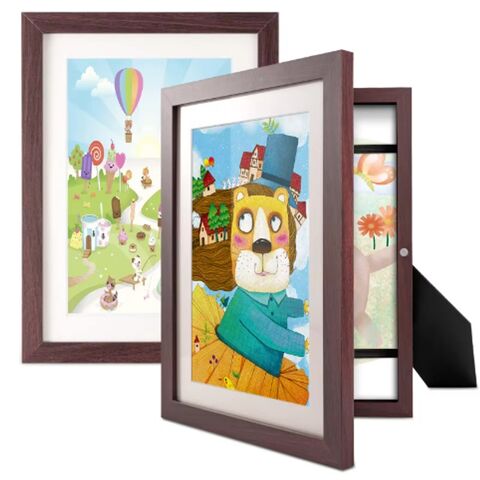 Marcos para Dibujos Infantiles Intercambiables Acrílico Transparente 21.59x27.94cm con Paspartú Montaje en Pared y de Mesa Marcos para Fotos Infantiles