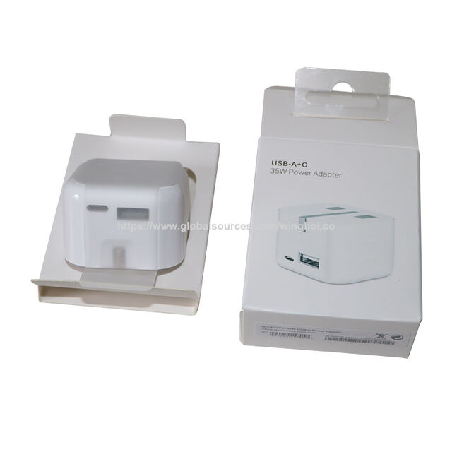 Cargador Rápido de Pared USB-C 35W para Móvil con Doble Puerto, Tipo UK, Plegable, Precio A+C al por Mayor