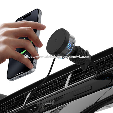 Suporte Magnético para Telemóvel de Carro M32 Qi2 com Carregador Sem Fios, Ventoinha de Arrefecimento e Luz LED - Carregamento Rápido for sale at factory direct price
