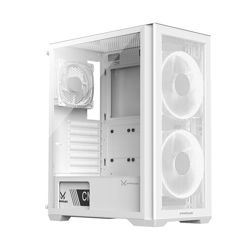 Caja de Ordenador ATX FPMAX con Panel Frontal de Malla y Lateral de Vidrio Templado, Diseño de Orificios Cuadrados para Gaming