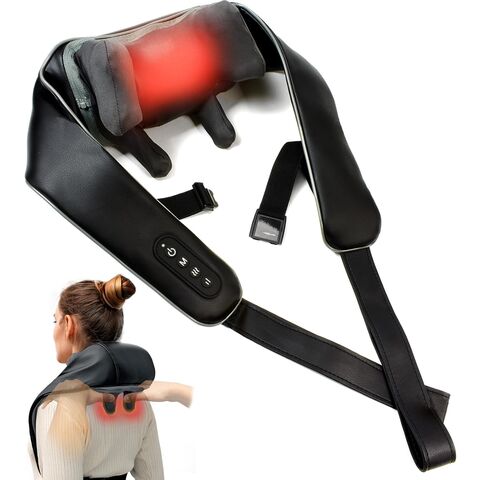 Masseur de Cou et d'Épaules avec Chaleur - Massage 4D Sans Fil Rechargeable des Tissus Profonds par Pétrissage, Contrôle de la Vitesse, 2 Modes pour les Muscles