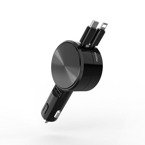 KFZ-Ladegerät PD Super Schnellladung Typ C Apple Handy USB Eins-zu-Zwei-Verbindung Tragbares, einziehbares Kabel KFZ-Ladegerät for sale at factory direct price