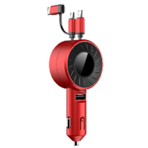 Cup-type double retractable car charger three-in-one cigarette lighter fast charging USB multi-function car charger for sale at factory direct price