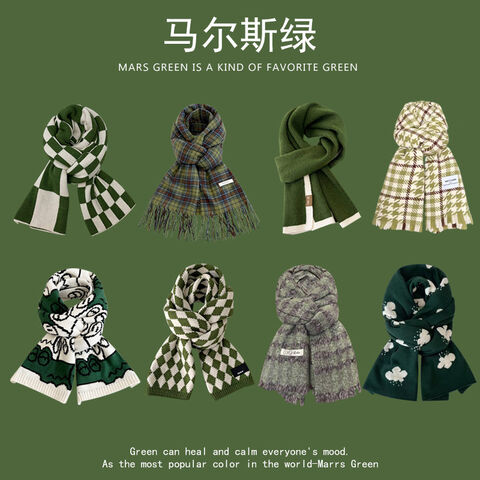 Venta al por mayor de bufandas tipo snood verde Marte de nueva moda, gruesas y cálidas para otoño e invierno, suaves y acogedoras para mujer
