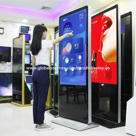 75" 100" 55 Inch Indoor Touch Screen Lcd Advertising Totem Kiosk Cms ...
