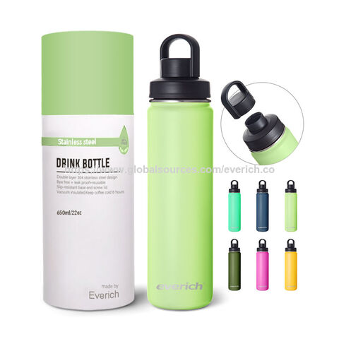 Botella de agua aislada de acero inoxidable 304 de doble pared con tapa deportiva y diferentes capacidades, color y logotipo personalizados