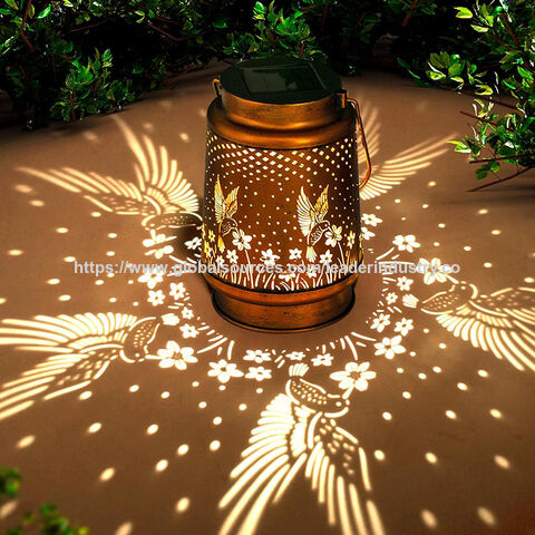 BSCI Factory Hummingbird Solar Lantern Lights Outdoor Hanging Metal Decor Lanterns for sale at factory direct price
