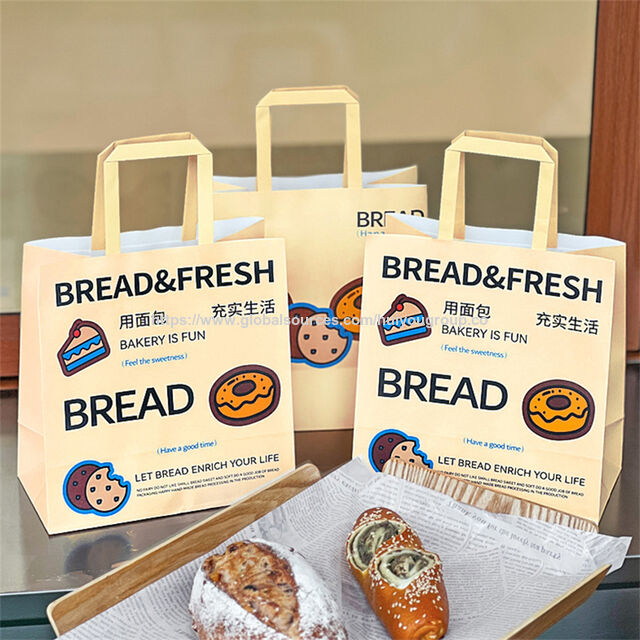 Bolsas de Papel con Logo Personalizado, 200-250 gsm, Bolsa de Papel Kraft Marrón para Empaque de Panadería, Empaque de Café, Bolsa de Supermercado