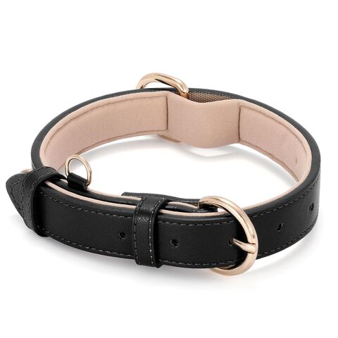 Collar de cuero acolchado suave al por mayor para perros pequeños, medianos y grandes con herrajes metálicos ajustables a prueba de óxido