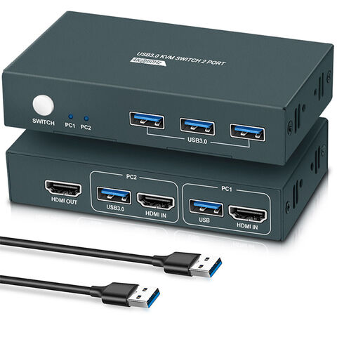 Directa al por mayor de alta calidad precio competitivo KVM HDMI switch con 2 puertos HDMI KVM switch 4K * 2k @ 60Hz USB3.0 * 3 for sale at factory direct price