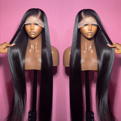 Echthaarperücken mit glattem indischem Haar, kleberlose Full HD Transparent Lace Front Perücken, Bone Straight Remy Haar HD Lace Perücke 13x6