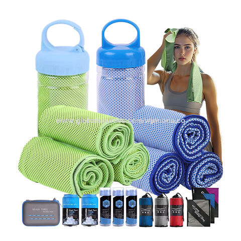 Serviette de refroidissement pour le cou, de sport, de yoga, de gym, à séchage rapide, en microfibre, tissu polyester respirant, multicolore, impression numérique, design personnalisé
