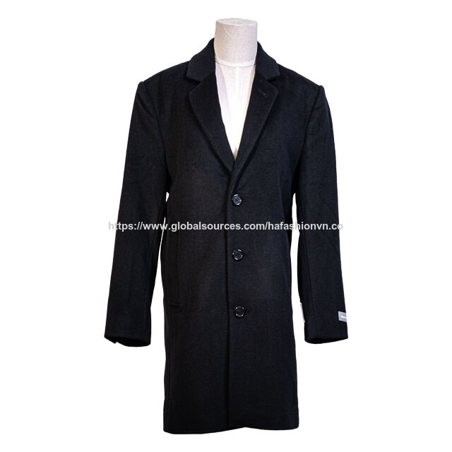 معطف صوف أسود نسائي OEM للشتاء، مناسب للمكتب والمدرسة، صنع في فيتنام for sale at factory direct price