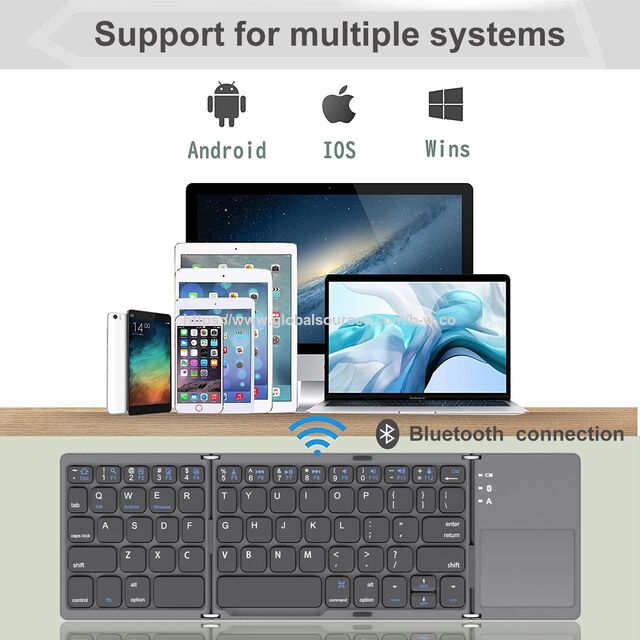 Venta Directa de Fábrica Teclado Mini Plegable Bluetooth para PC con Touchpad, Teclado Plegable Inalámbrico Portátil