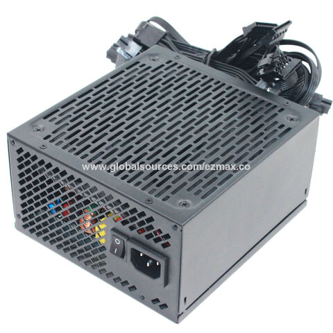 PSU ATX 1000W dengan RGB 12cm kipas, casing hitam, 80PLUS Emas, catu daya untuk game