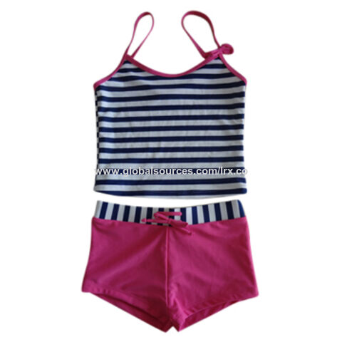 Traje de baño tipo Split para niños, tankini de niña con troncos