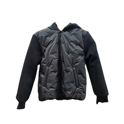 Zweischichtige Daunenjacke aus schwarzem, besticktem Nylon für Jungen for sale at factory direct price