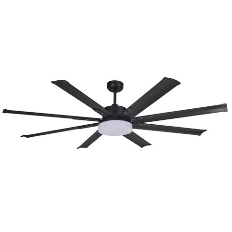 Ventilateur de plafond DC 65'' avec 8 pales en aluminium et kit d'éclairage FE65-801B - Idéal pour les projets d'éclairage commerciaux et résidentiels.