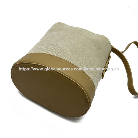 Eco-kundenspezifische Marke Logo PU Ledergriff schlichte leere Leinen Jute Einkaufstasche for sale at factory direct price