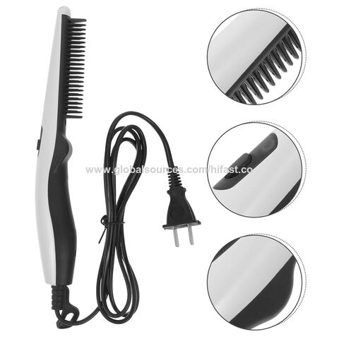 مكواة فرد الشعر واللحية - مشط تصفيف الشعر الكهربائي المحمول، أبيض for sale at factory direct price