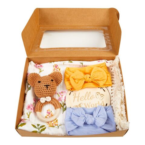 MU Quaste 100% Musselin Baumwolle Swaddle Decke Neugeborenen Stirnband Schleife Baby Rassel Geschenkset
