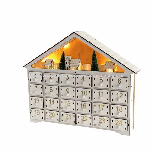 Calendario de Adviento de Madera con LED, Diseño de Granja, Decoración Navideña DIY para Mesa, Regalo para Niños en Fiestas de Navidad for sale at factory direct price