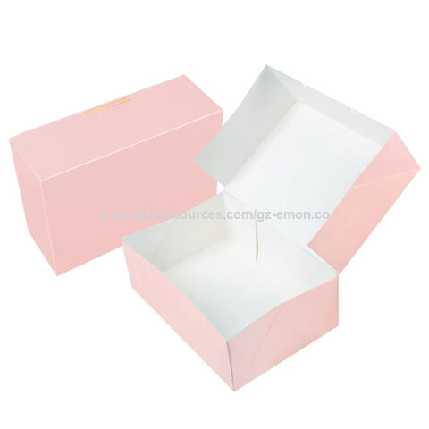 Boîtes en carton ondulé plates pliantes personnalisées en gros pour pâtisserie de luxe, pain, gâteau, boulangerie rose, beignet, papier kraft for sale at factory direct price