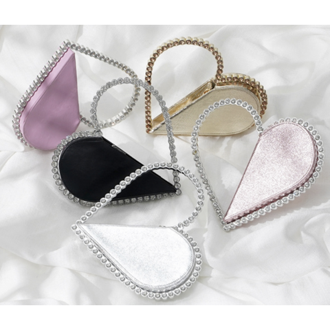 New Sweet Ladies' Diamond studded Banquet Bag Heart shaped Handbag Instagram Women's evening Bag Handheld Bag for sale at factory direct price