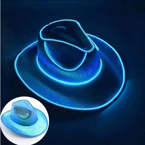 Sombreros de vaquero con lentejuelas y alambre EL intermitente luminoso, sombrero LED de moda brillante iluminado para vida nocturna, estilo urbano unisex listo para raves