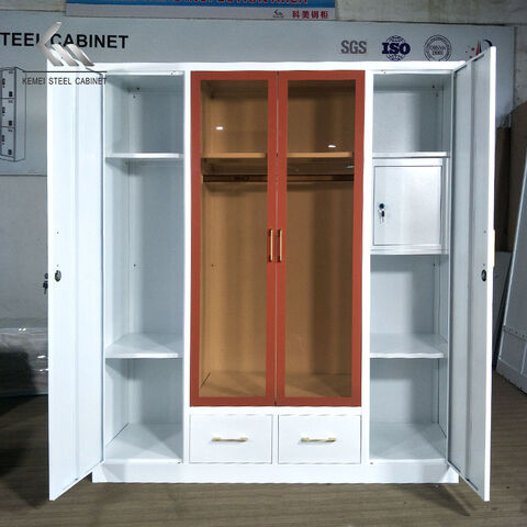 Factory Cheaper Price Popular Bedroom Steel Almirah Metal Painting Wardrobe Cabinet With Led Light Expore China Wholesale Metal Wardrobe and Custom Wardrobe Metal Closet Steel Wardrobe