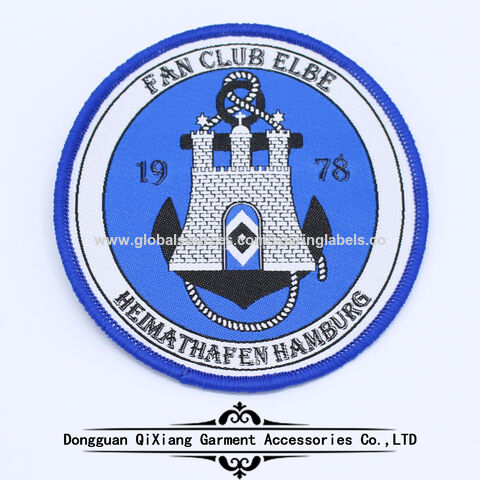 Factory Custom Woven Patch Designed Logo Fabric With Merrow Edge For ...