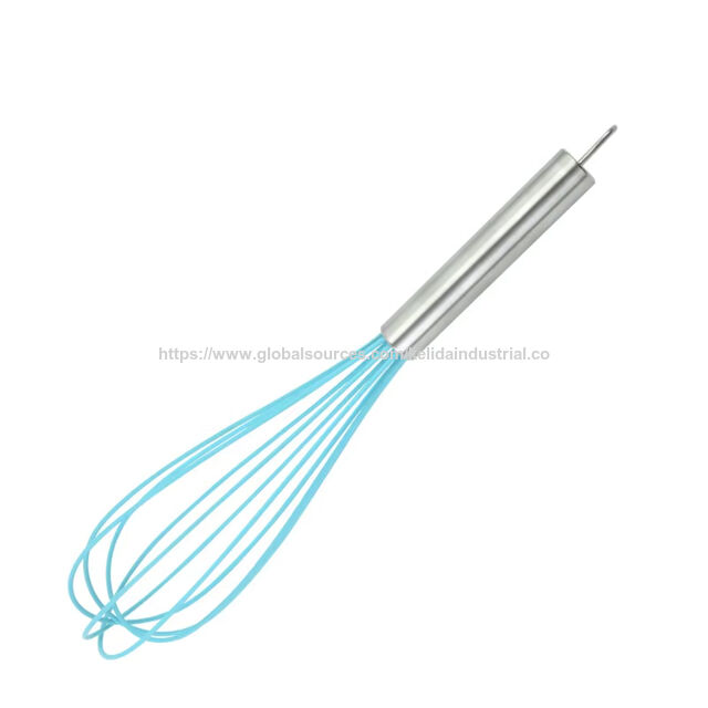Batedor de Ovos Manual para Cozinha, Misturador de Aço Inoxidável com Cabo de Silicone, Método de Bater Manual para Panificação