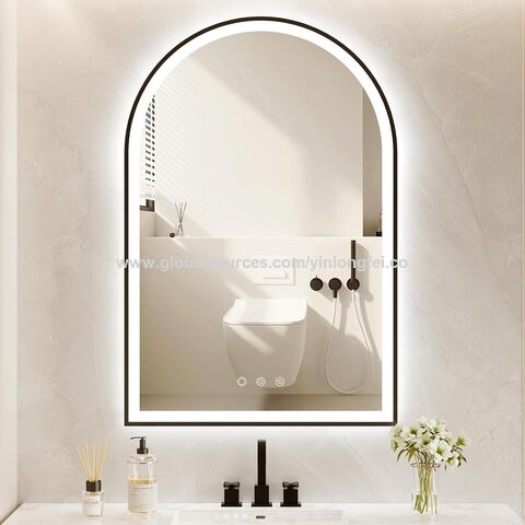 Espejo de Baño LED Arqueado de 50x75 cm con Luz Frontal y Trasera