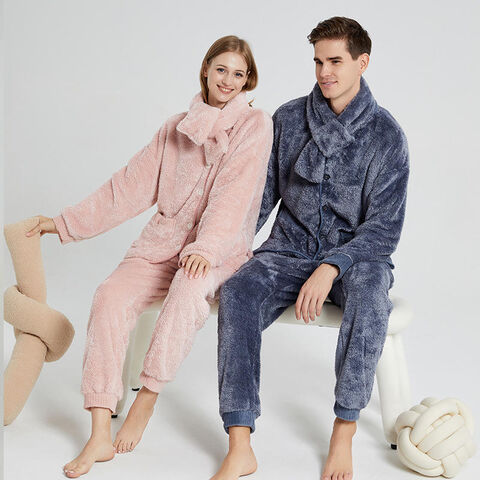 Conjunto de Pijama de Franela Personalizado de Fábrica, Suave, Cálido, Grueso, Cómodo para el Hogar en Invierno