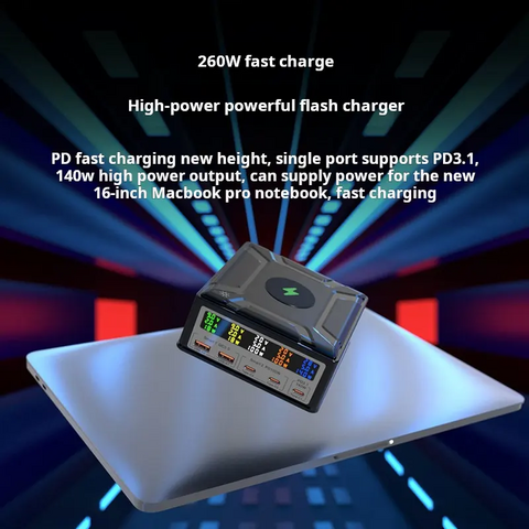 Compact USB Charger Station: Fast Multi-Port Charging for All Your Devices - Efficient, Sleek Design for Home or Office Use!