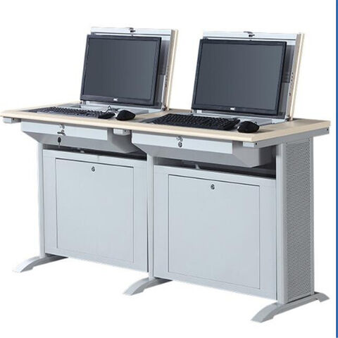 Table d'ordinateur pliable pour salle de classe multimédia avec écran caché rabattable - Bureau d'ordinateur rabattable for sale at factory direct price