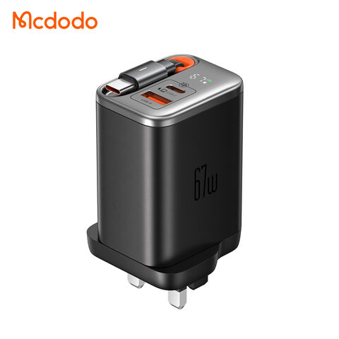 Mcdodo 409 FreeGo Chargeur avec Câble USB-C 67W Rétractable 45W 60W 30W GaN Chargeur de Voyage pour iPhone Ordinateur Portable Écouteurs