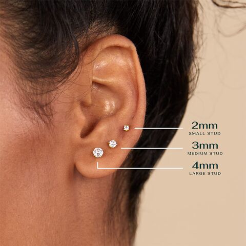 SISSLIA Boucles d'oreilles Puces avec Zircone Cubique et Fermoir Plat en Argent Sterling 925 Massif Plaqué Or 14K pour Femmes, Boucles d'Oreilles pour Cartilage