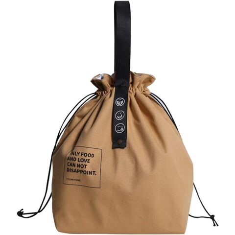 Bolsa de almuerzo de lona con cordón, bolsa térmica para almuerzo, estilo japonés, bolsa reutilizable para almuerzo, bolso de mano aislado