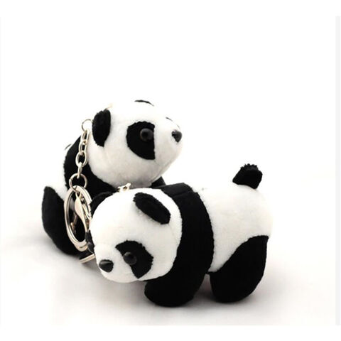 Venda por atacado da fábrica, urso panda de pelúcia branco e preto, chaveiro de panda macio, Dr. Martens com glitter