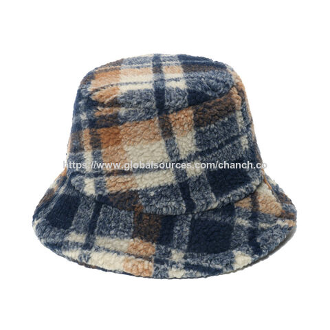 Chapéus de inverno femininos de atacado estilo inglês clássico xadrez tartan com fivela de pelúcia
