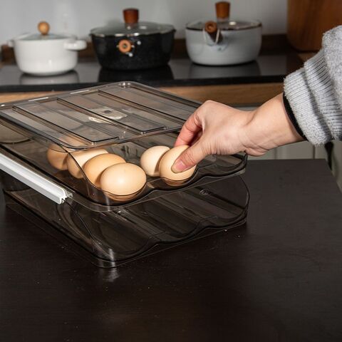 Gloway Contenedor Apilable de Gran Capacidad para 36 Huevos, Bandeja para Huevos de Refrigerador, Organizador de Doble Capa, Caja Cajón para Almacenamiento de Huevos