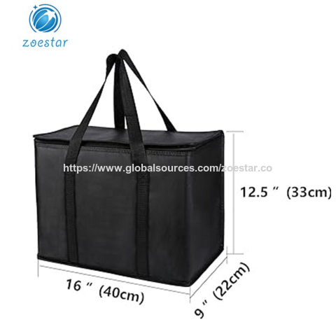 Large Insulated Grocery shopping bags,Black, reusable bag,thermal zipper,Collapsible,tote,cooler,foodtransport hot and cold,campin