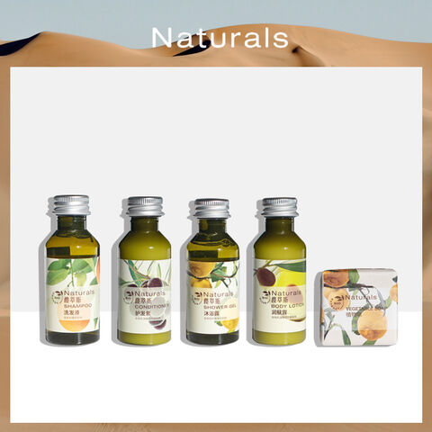 Fournitures de bain jetables pour hôtel B&B 30 ml Esthétique Naturelle : Shampooing, Gel Douche, Nettoyant, Soin du Bain, Hydratant