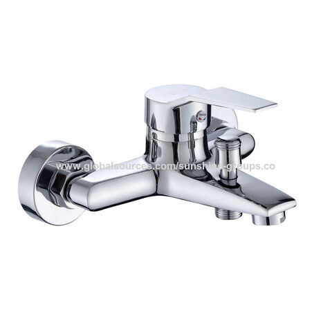 Grifo mezclador de lavabo de doble agujero para agua fría y caliente con cabezal de ducha de cobre, cabezal de ducha de plástico y cabezal de ducha de hidromasaje