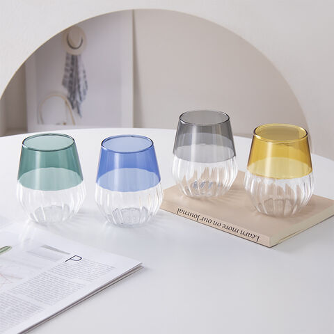 Venta caliente taza de vidrio de borosilicato alto para bebidas para el hogar con rayas de color contrastante