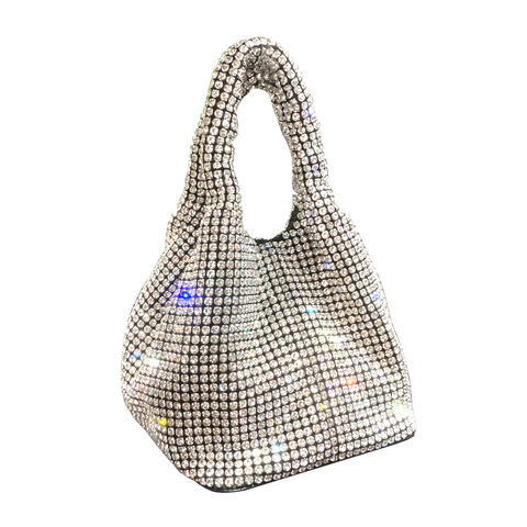 Cartera de joyería, bolso de hombro para fiestas, lujoso bolso de noche con pedrería anudada, bolso de cristal para mujer for sale at factory direct price