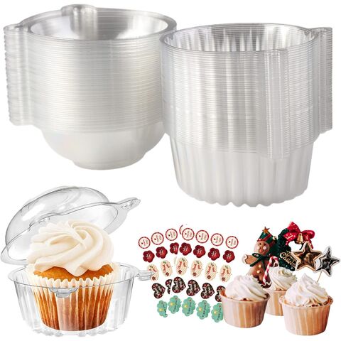 50 Cupcake-Boxen pro Packung, Käsekuchen-Box, 4,5-Zoll-Einzel-Cupcake-Box, geeignet für große Pfannkuchen, Salate, Käse, Kuchen usw.